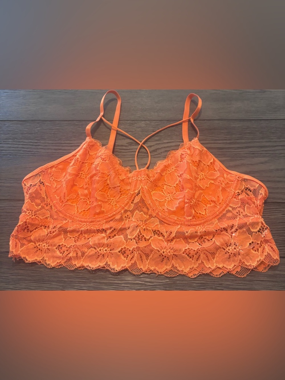 Orange Lace Pullover Bralette- SHEIN Size Large